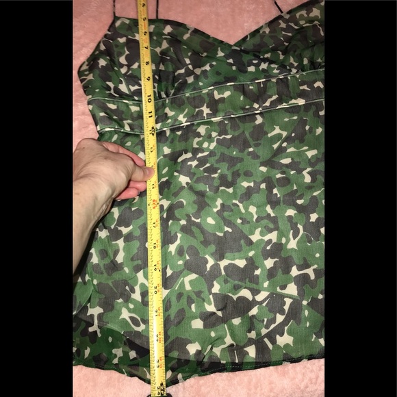JCrew Green & Brown Camouflage Spaghetti Strap Silk Tank Top. Sz 6. - Picture 10 of 10
